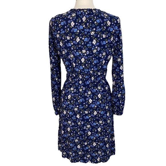 Blue Floral Print Long Sleeve Dress - Picture 6 of 12